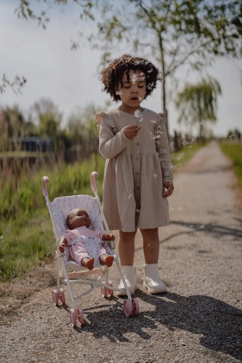 Faltbarer Kinderwagen für Puppen – Beige