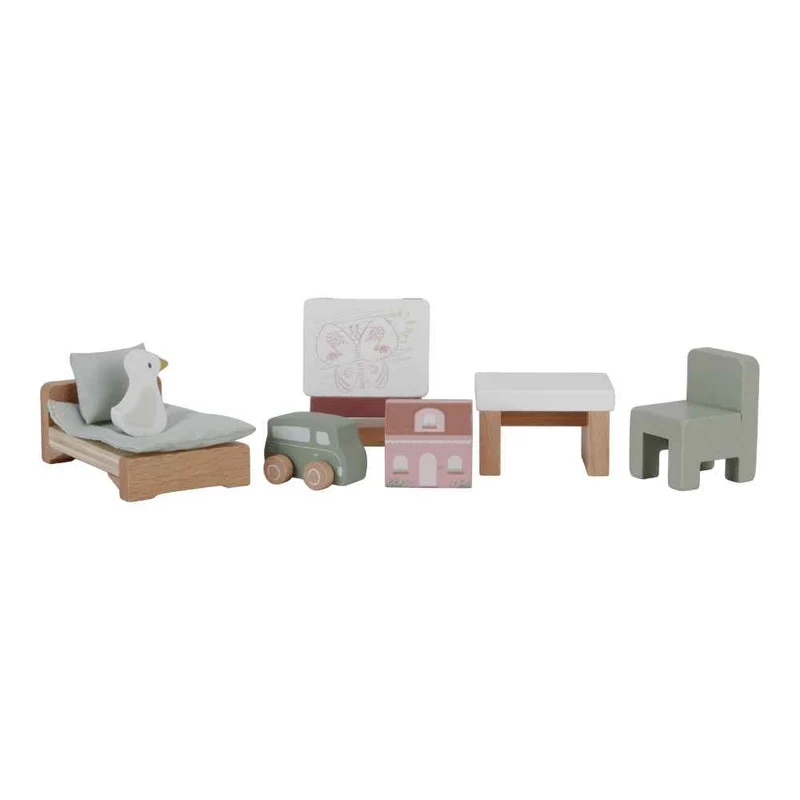 Puppenhaus-Zubehör Kinderzimmer – Möbelset aus Holz für Puppenhaus