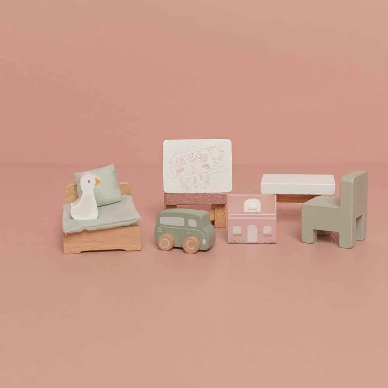 Puppenhaus-Zubehör Kinderzimmer – Möbelset aus Holz für Puppenhaus