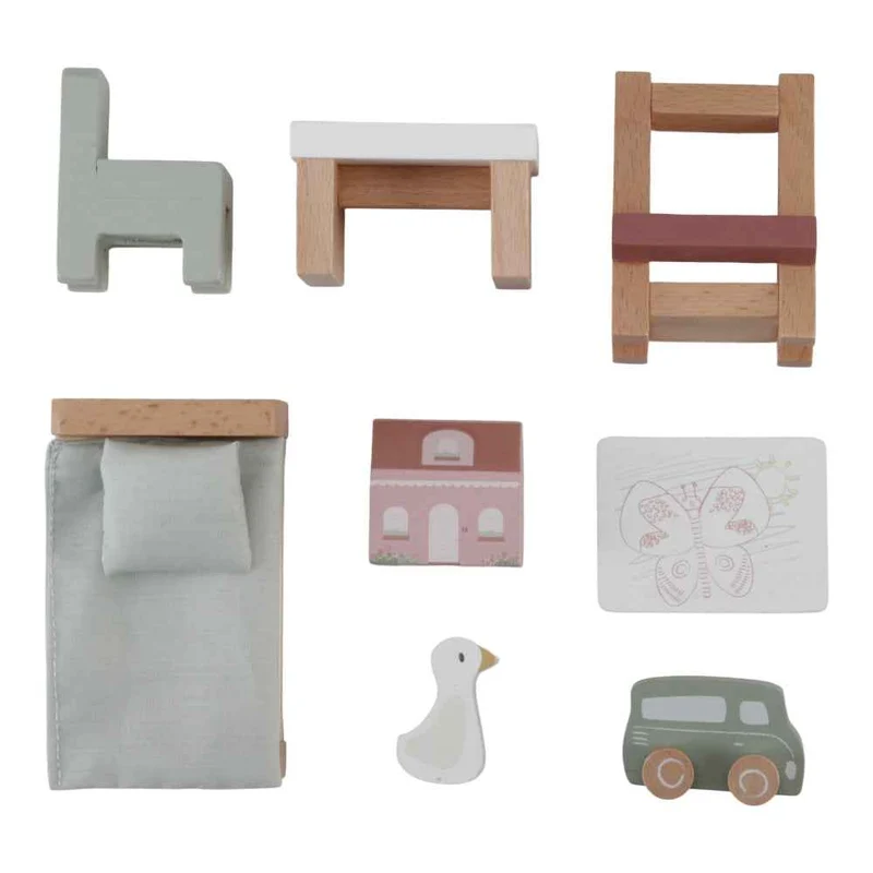 Puppenhaus-Zubehör Kinderzimmer – Möbelset aus Holz für Puppenhaus