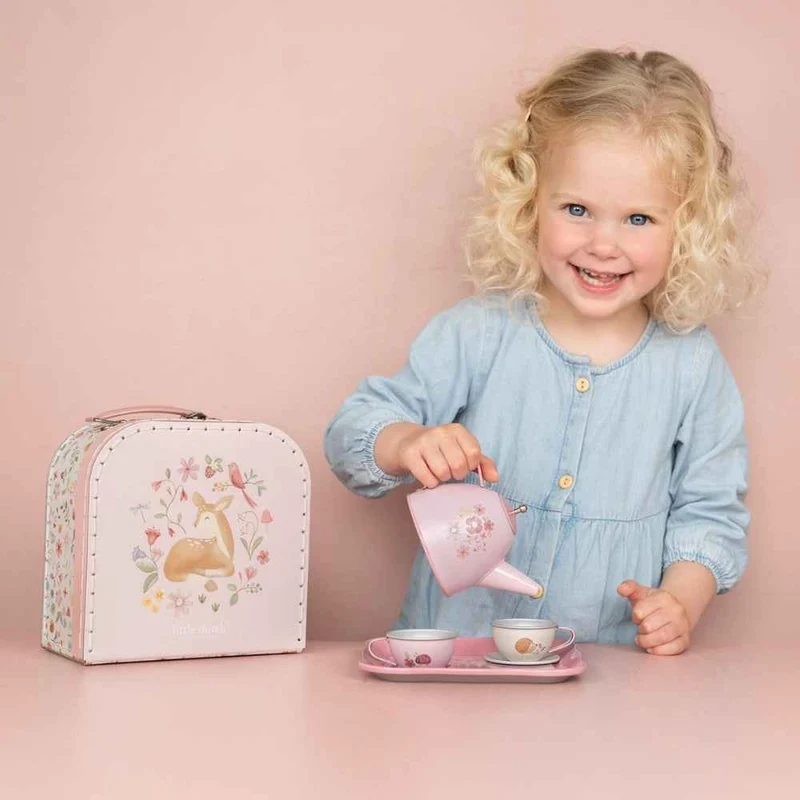 Teeservice aus Metall im Köfferchen – Fairy Garden