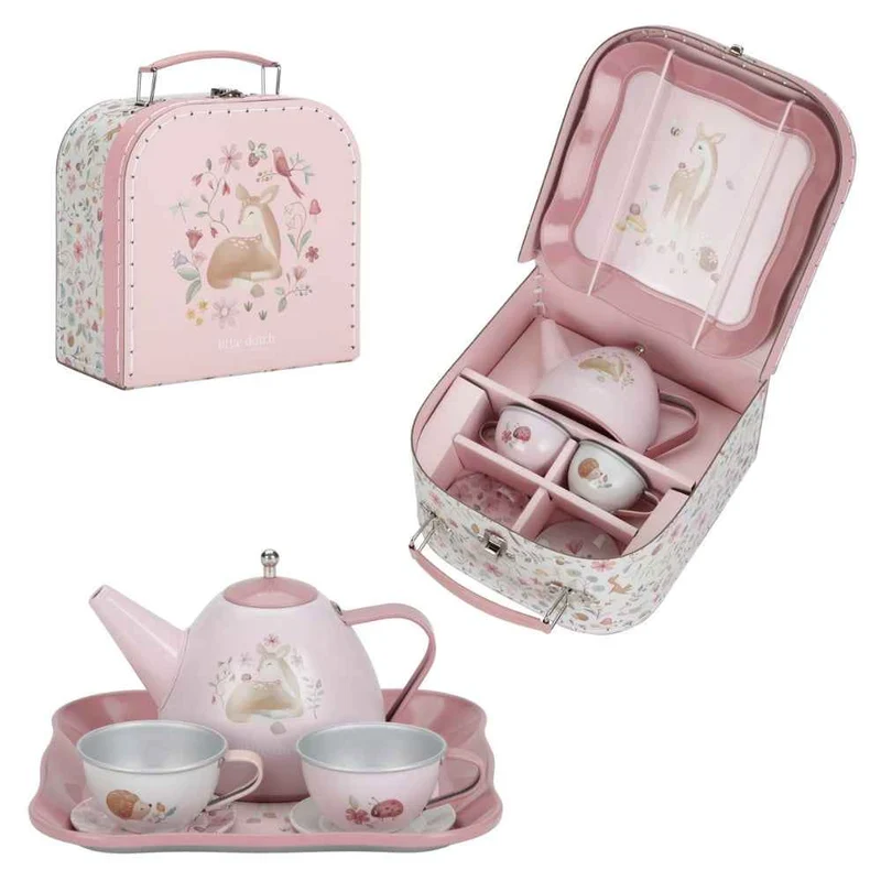 Teeservice aus Metall im Köfferchen – Fairy Garden