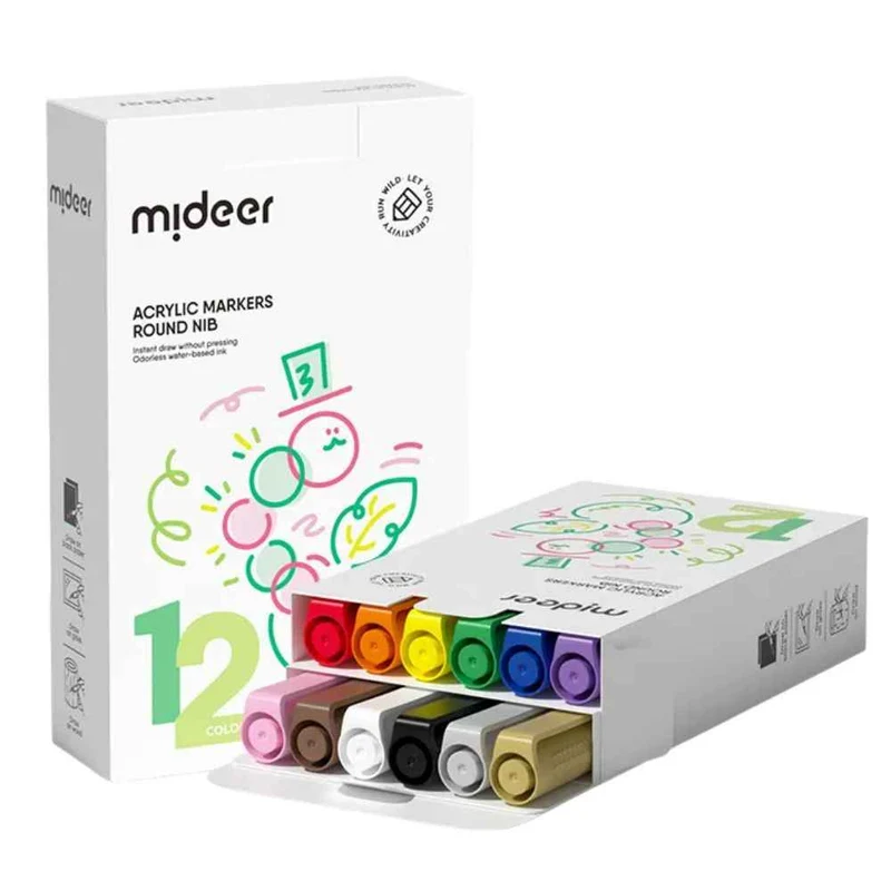 Acrylmarker mit runder Spitze – 12 Farben