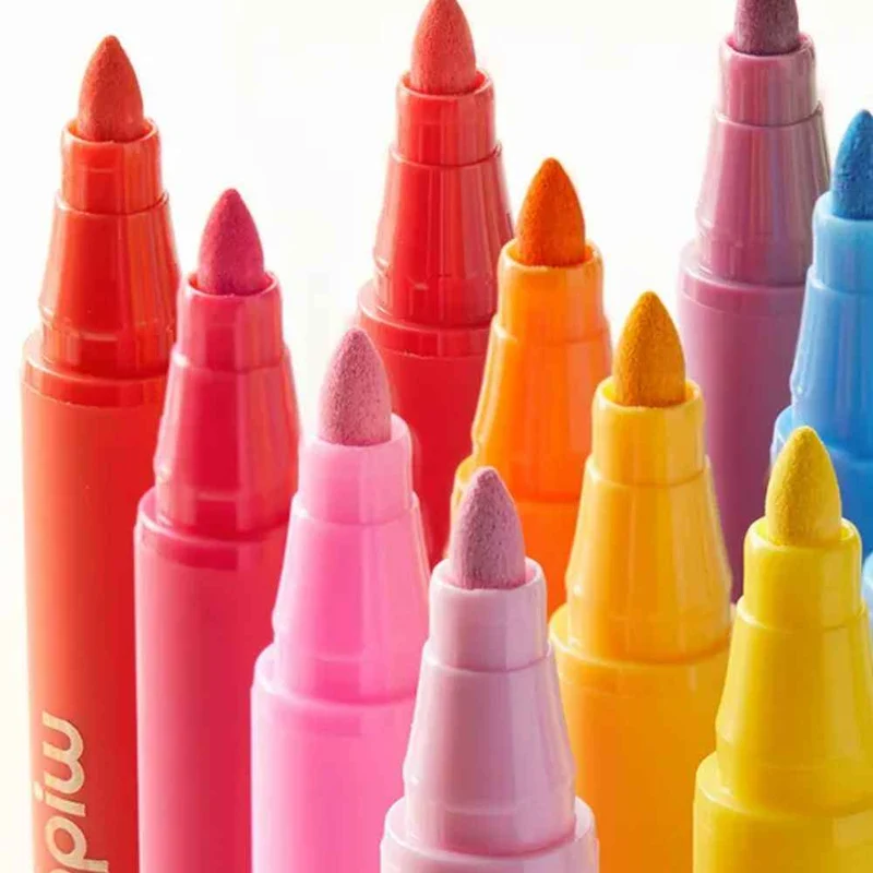Acrylmarker mit runder Spitze – 12 Farben