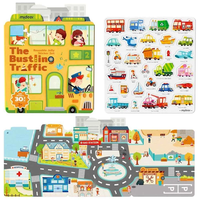 Set mit wiederverwendbaren Gel-Aufklebern – The Bustling Traffic