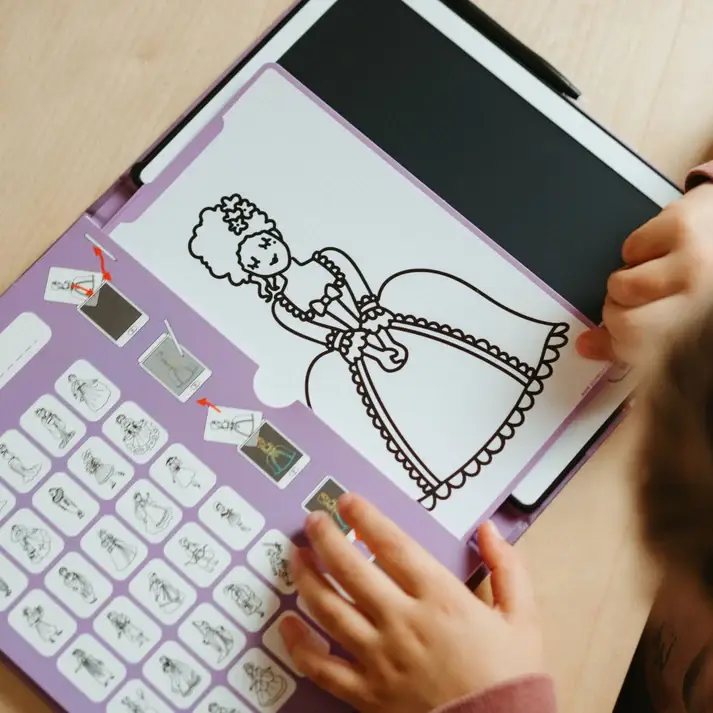 Grafiktablett zum Zeichnen mit Vorlagen Kidydraw Mini – Prinzessinnen