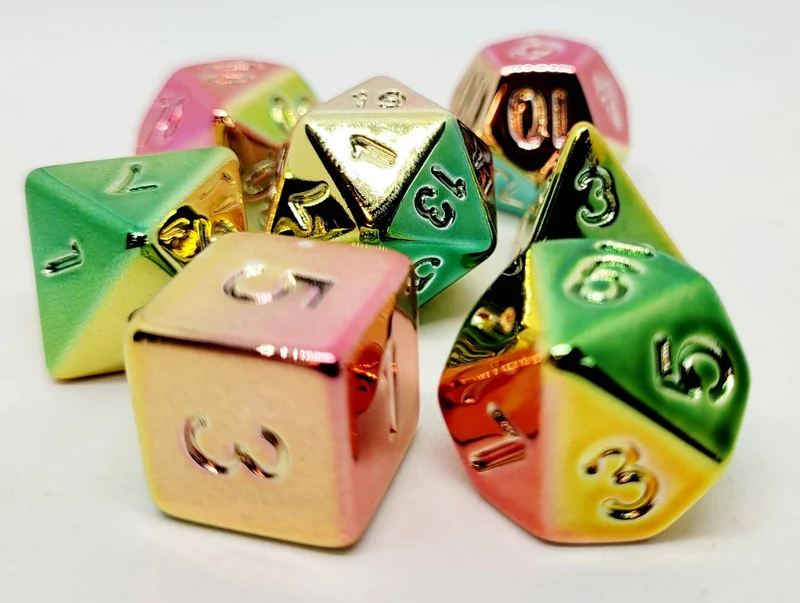 Würfelset Shiny: bright Rainbow (7), -
