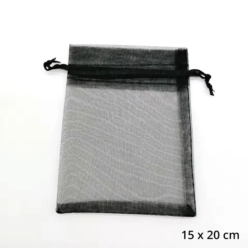 Organzabeutel 10 Stück, schwarz, 15x20 cm
