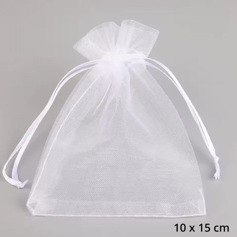 Organzabeutel 10 Stück, weiss, 10x15 cm
