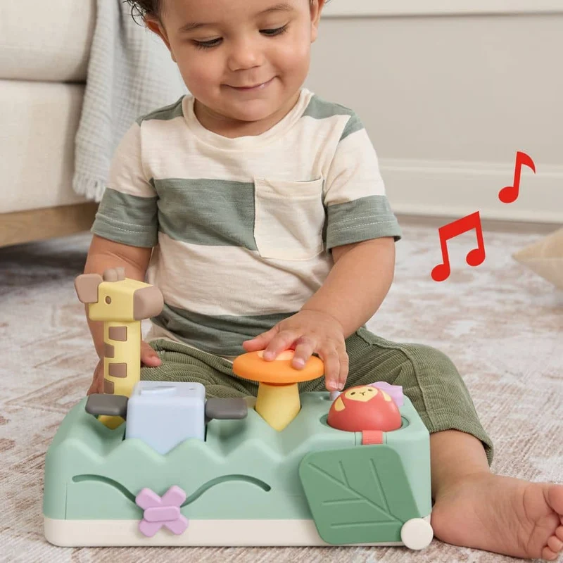 Musikspielzeug und geometrisches Steckspiel – Tiere 2-in-1