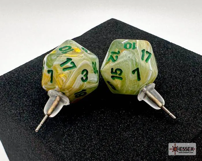 Ohrstecker MINI D20 Marble Green (1 Paar), sprachunabhängig