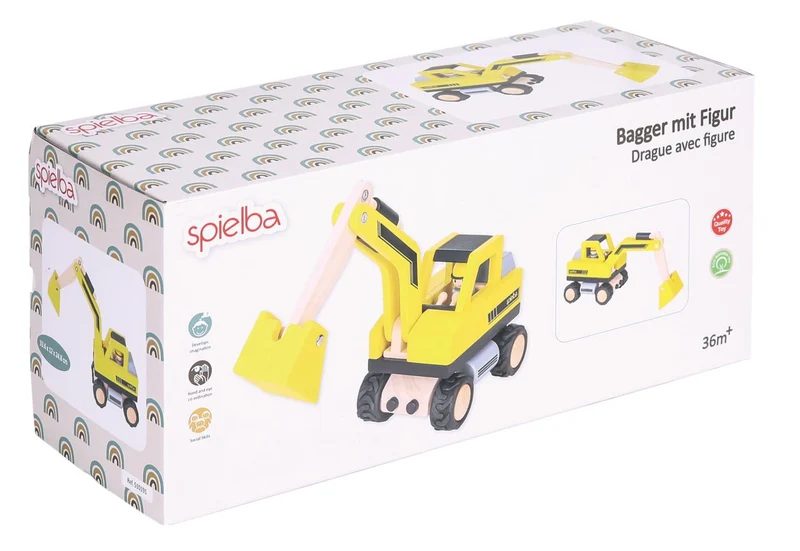 Spielba Bagger mit Figur aus 100% FSC