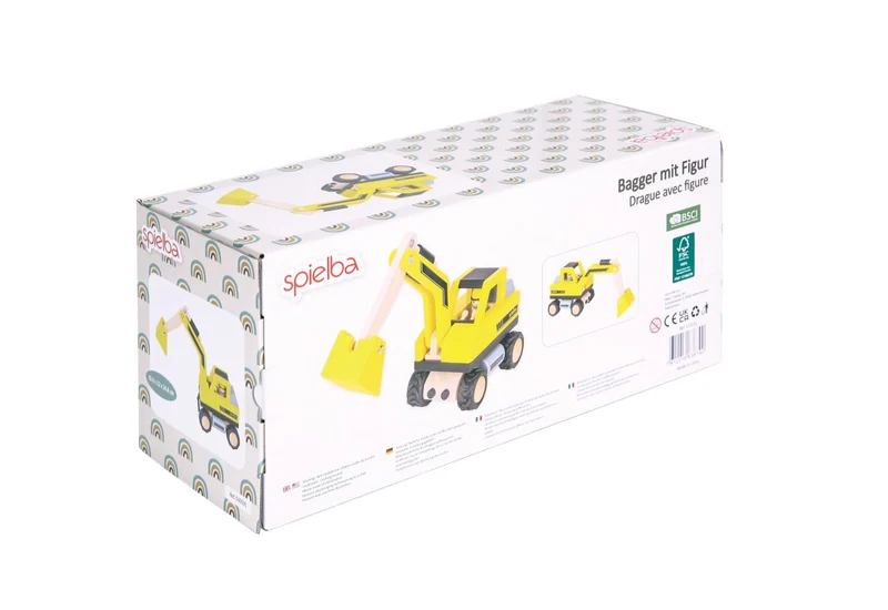 Spielba Bagger mit Figur aus 100% FSC