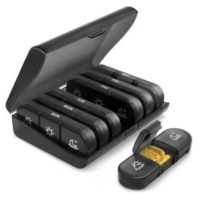 3x7 Medikamentenbox Travel, schwarz