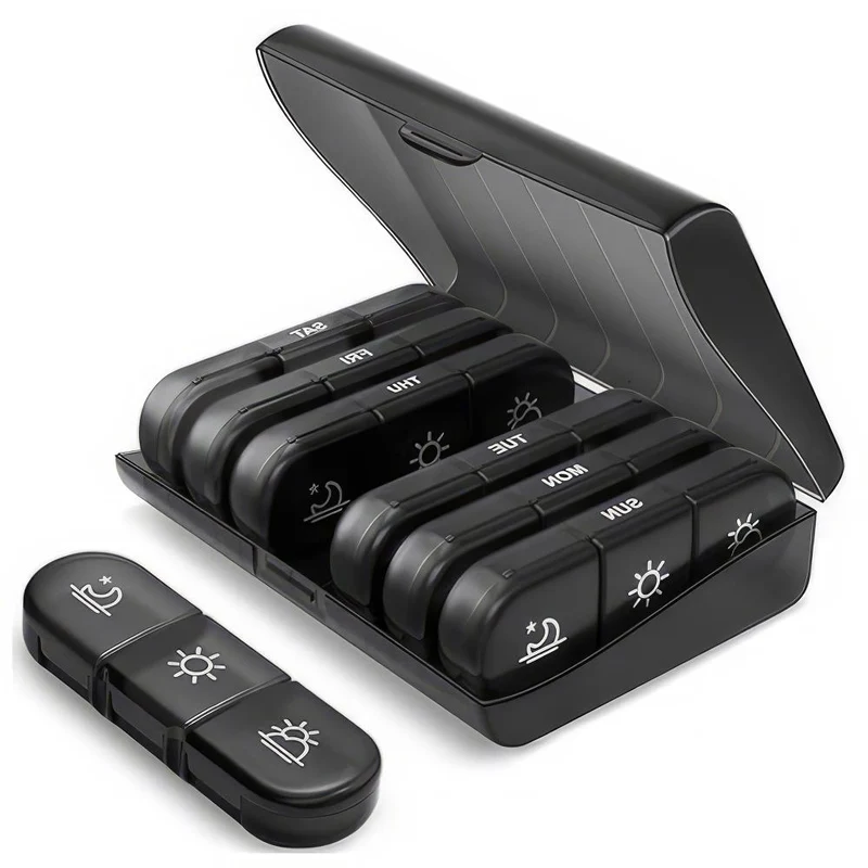 3x7 Medikamentenbox Travel, schwarz