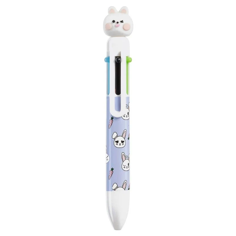 Mehrfarben-Kugelschreiber 6-in-1 mit Hasen-Figur – Violett