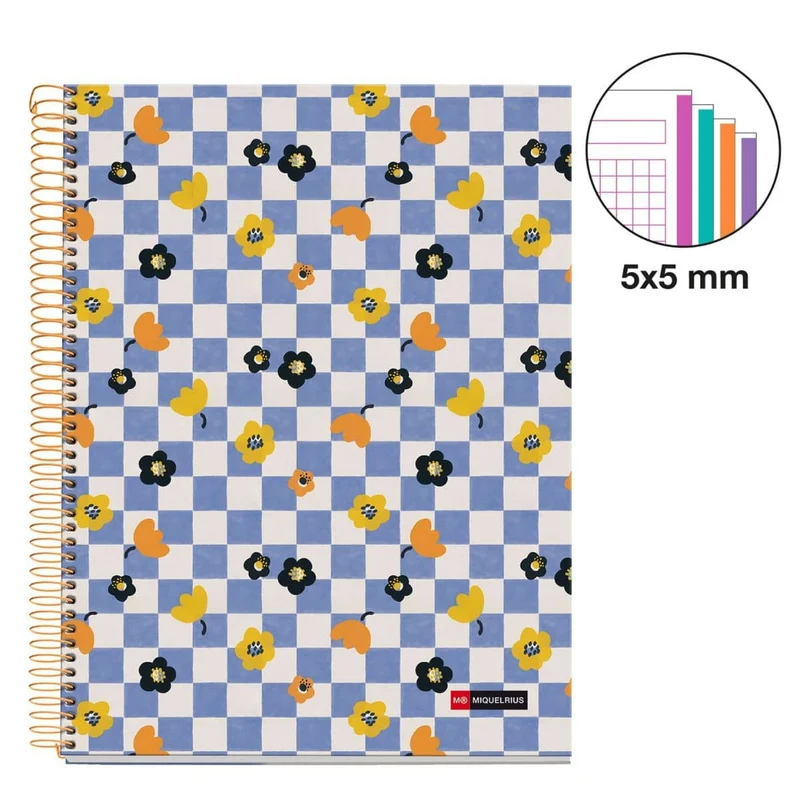 A4 Spiralnotizbuch Square It - 120 Blatt kariert (4 Farbsegmente)