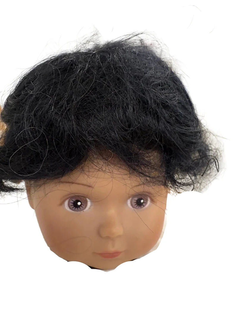 Puppenperücke, Mohair, Kurz , Gr. 18 Schwarz