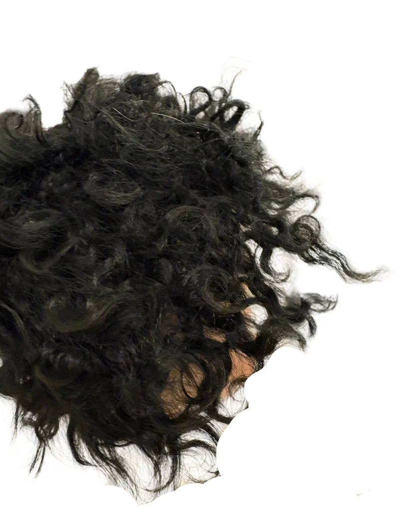 Puppenperücke, Mohair, Kurz Lockig, Gr. 23 Schwarz