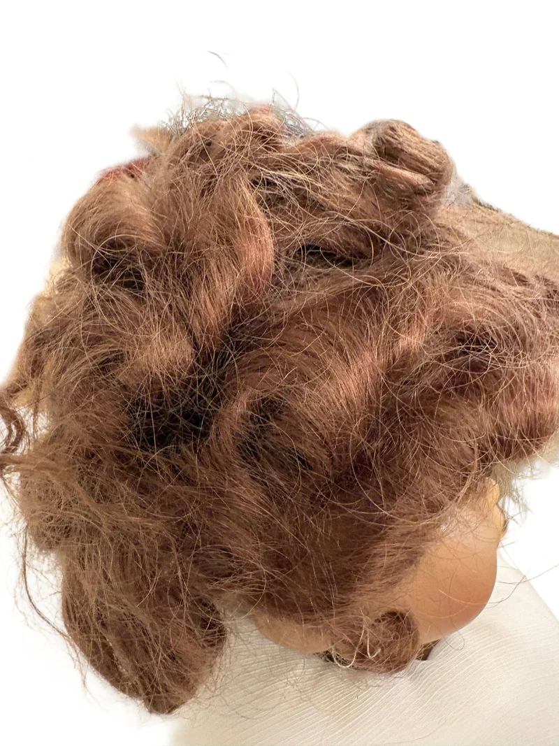 Puppenperücke, Mohair, Kurz Locken , Gr. 20 Braun