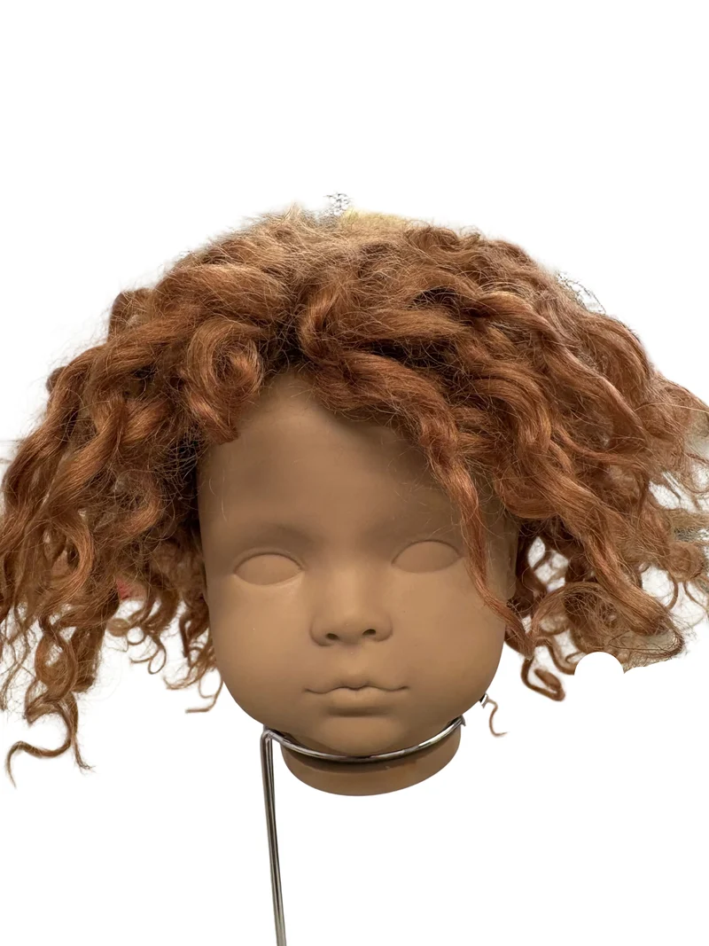 Puppenperücke, Mohair, Kurz Locken , Gr. 30 Braun