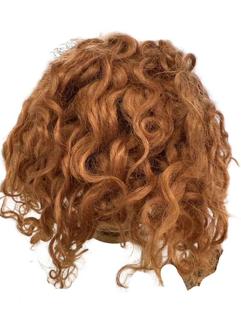 Puppenperücke, Mohair, Kurz Locken , Gr. 30 Braun