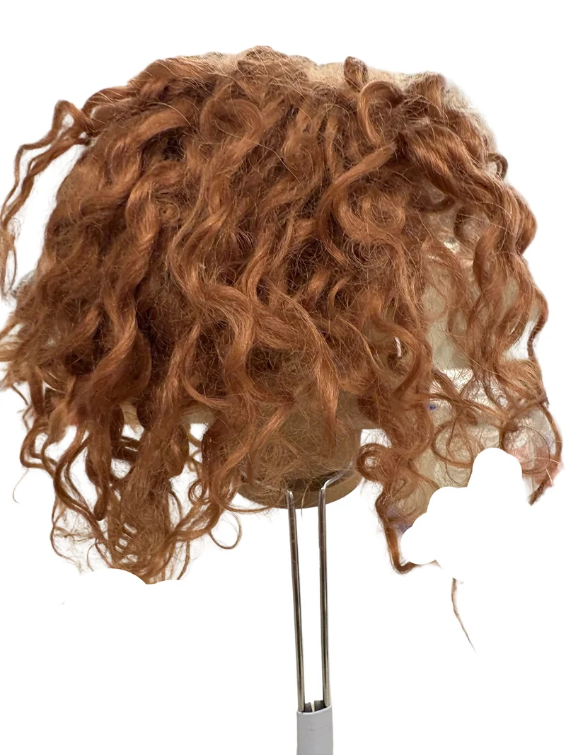 Puppenperücke, Mohair, Kurz Locken , Gr. 30 Braun