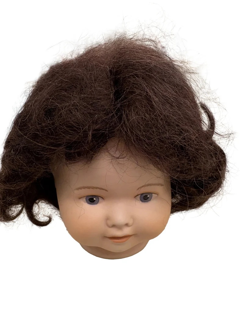 Puppenperücke, Mohair, Kurz Locken , Gr. 28 Braun