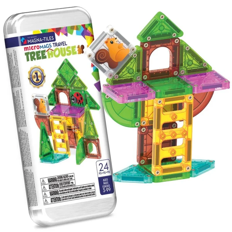 Magnetbausteine – microMAGS Treehouse Travel, 24 Teile