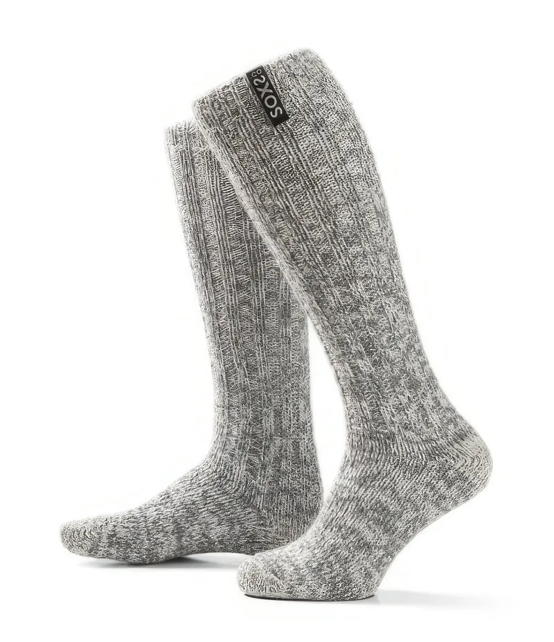 Graue Wolle Damen- & Herrensocken Jet Black, Kniesocke, 37-41