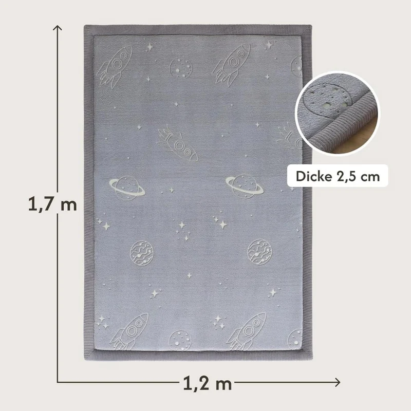 Hakuna Matte Samtmatte, Glow in the Dark Wolke Spielmatte 1.7 x 1.2 m, Planets