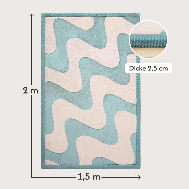 Hakuna Matte Samtmatte, 3D Wolke Spielmatte, 2 x 1.5 m, Waves