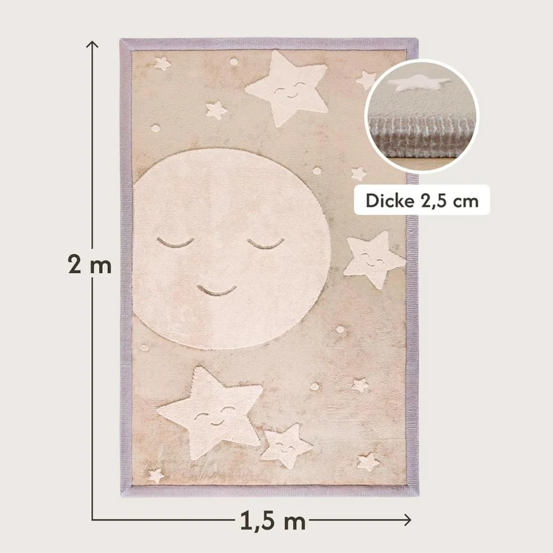 Hakuna Matte Samtmatte, 3D Wolke Spielmatte, 2 x 1.5 m, Moon & Stars
