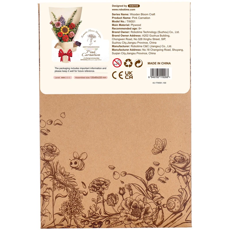 Robotime Pink Carnation / Rosa Anjer TW051