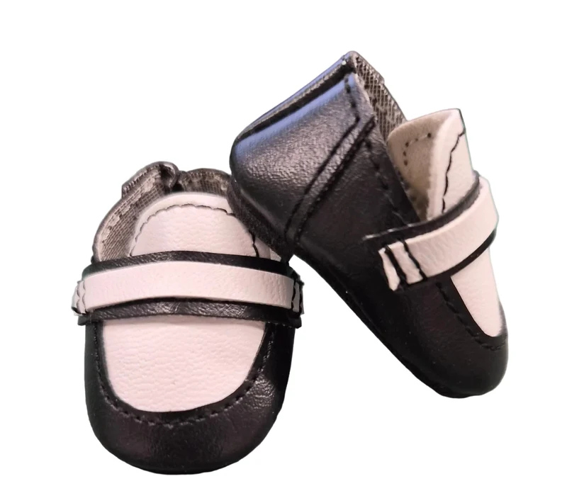 Heidi Ott Puppen Schuhe Schwarz Weiss 5 cm – Kunstleder