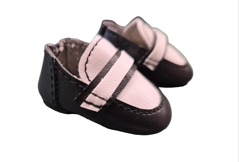 Heidi Ott Puppen Schuhe Schwarz Weiss 5 cm – Kunstleder