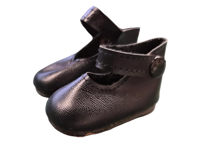 Puppen Schuhe Schwarz 6 cm - Kunstleder - Druckknopfverschluss