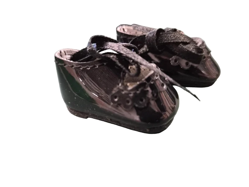 Puppen Schuhe Schwarz 4cm – Kunstleder Lack