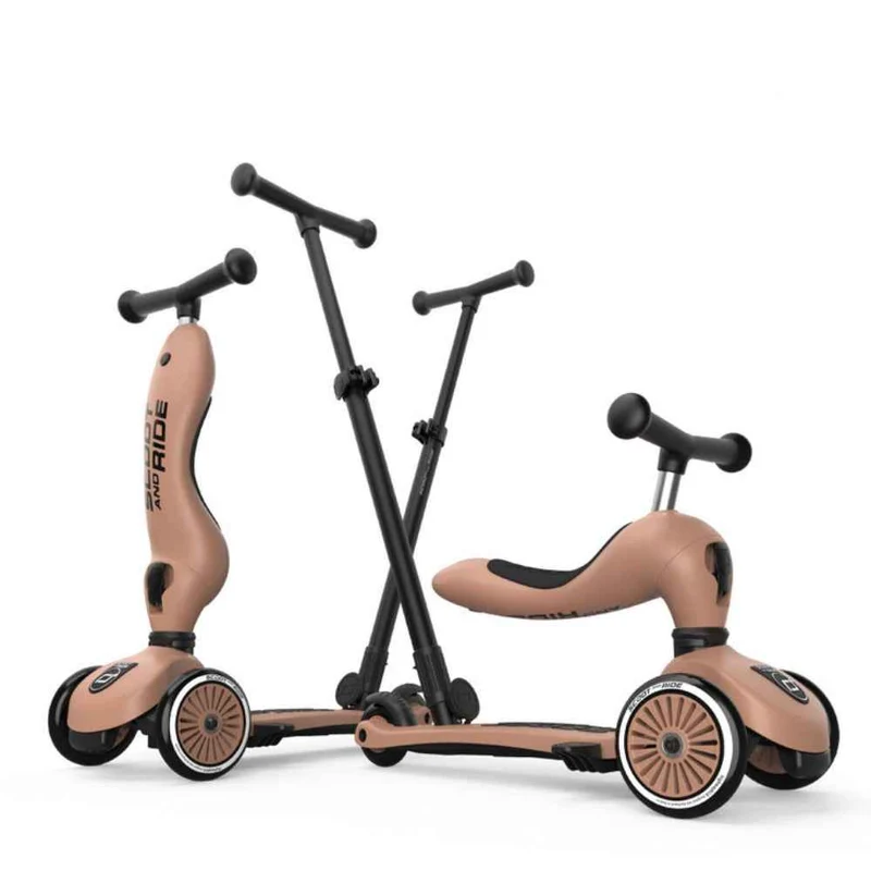 Rutschauto und Roller mit Lenker Highwaykick 1 Push and Go 2in1 1-5 Jahre – Mocha