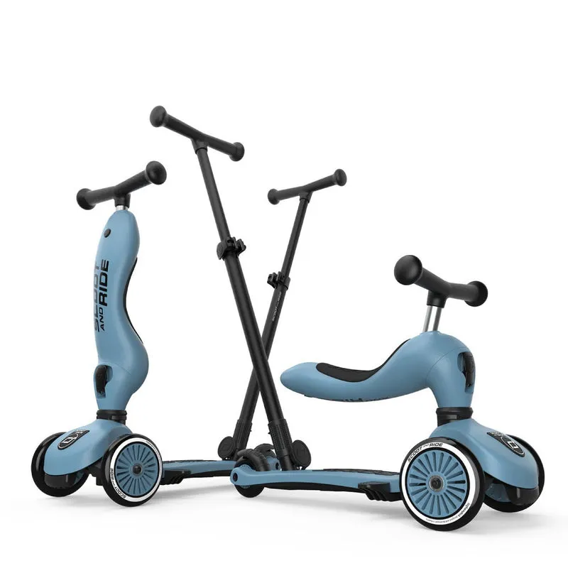 Rutschauto und Roller mit Lenker Highwaykick 1 Push and Go 2in1 1-5 Jahre - Steel