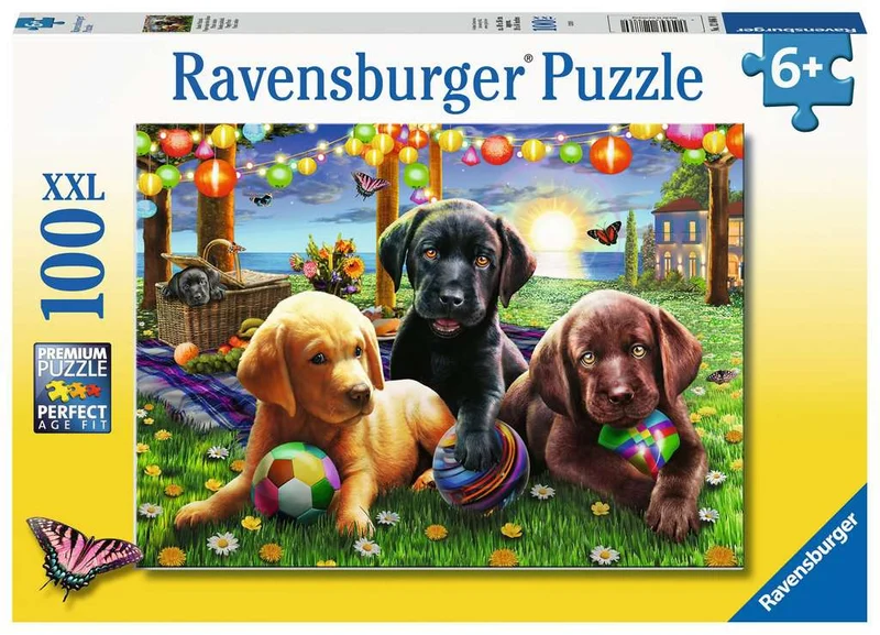 PFG Ravensburger Puppy Picnic (100XXL) (sage/Used - PUZZLES FOR GOOD)