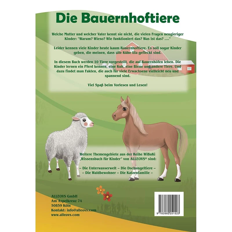 Alleovs WiBuKi Wissensbuch für Kinder Die Bauernhoftiere