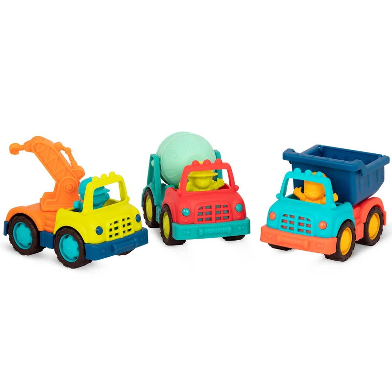 Set mit drei kleinen Baufahrzeugen mit Fahrer – Wonder Wheels