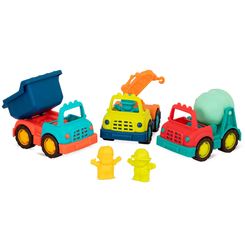 Set mit drei kleinen Baufahrzeugen mit Fahrer – Wonder Wheels