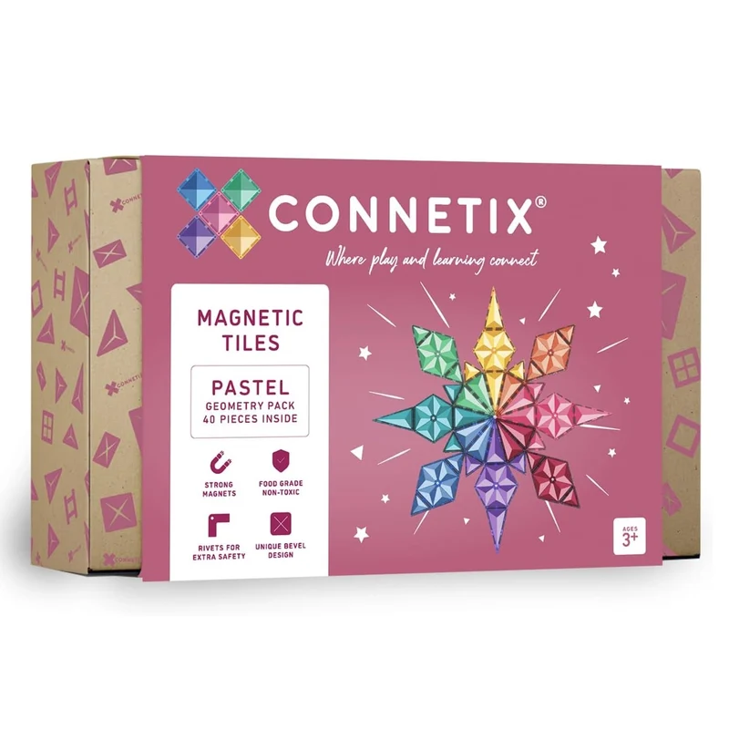 Magnetbausteine – Pastell-Geometrie-Set 40 Teile