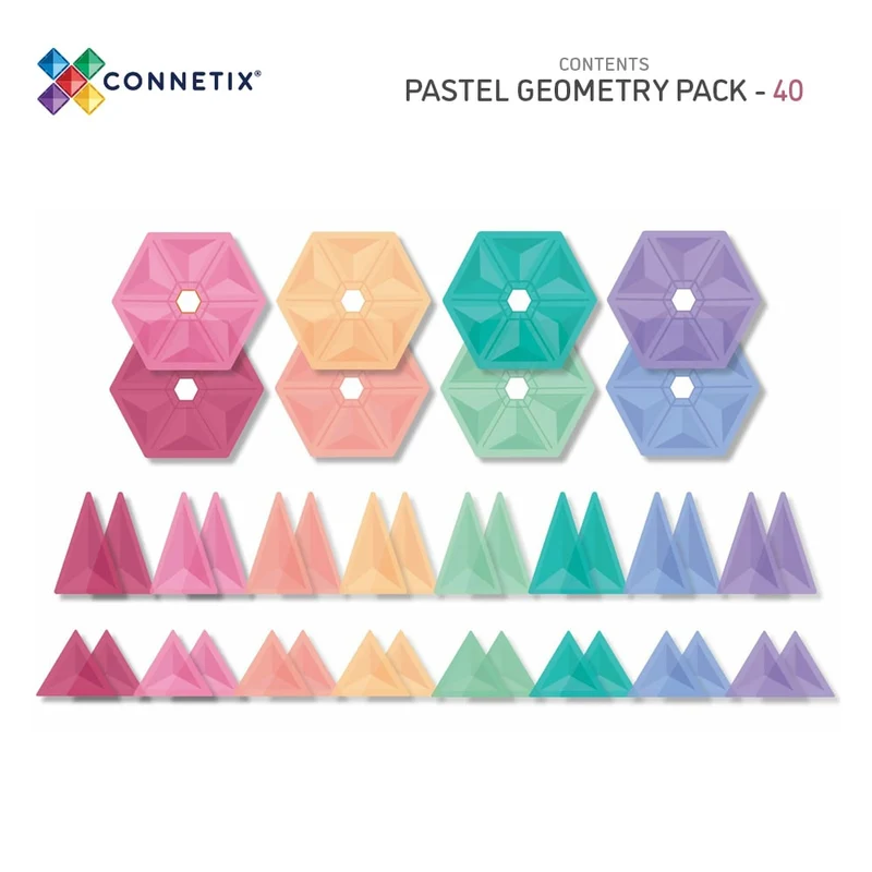 Magnetbausteine – Pastell-Geometrie-Set 40 Teile