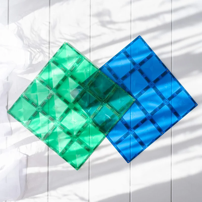 Magnetbausteine – Regenbogenblau & Grün-Grundplatte 2 Teile