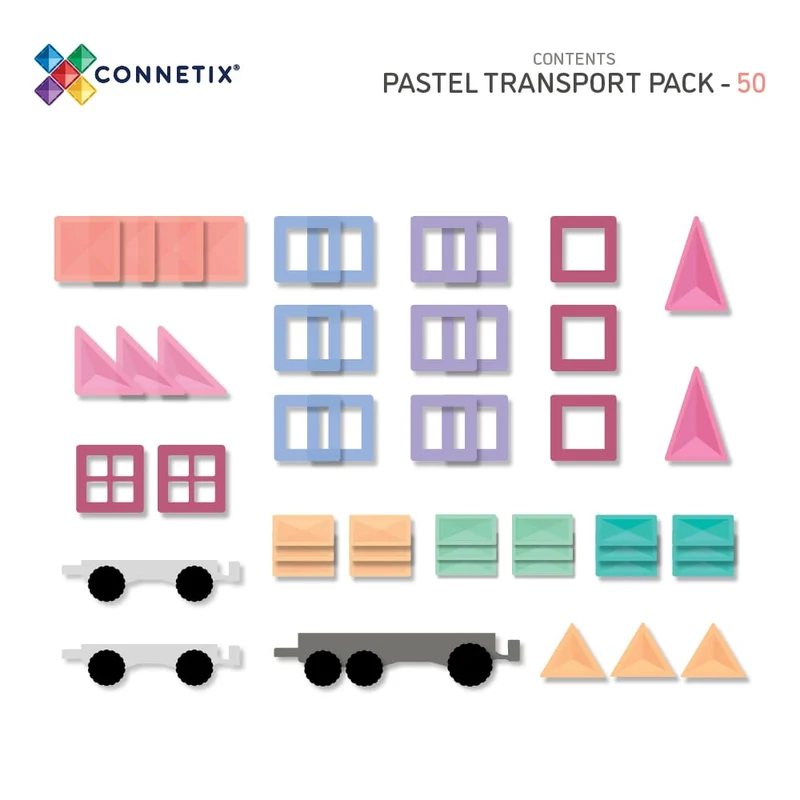 Magnetbausteine - Pastellfarbenes Transport Pack 50 Teile