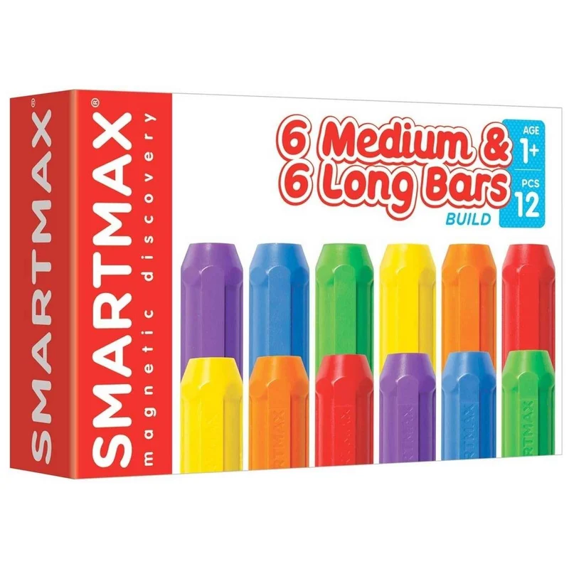 Magnetische Bausteine SmartMax – 6 kurze & 6 lange Stäbe – 12 Teile