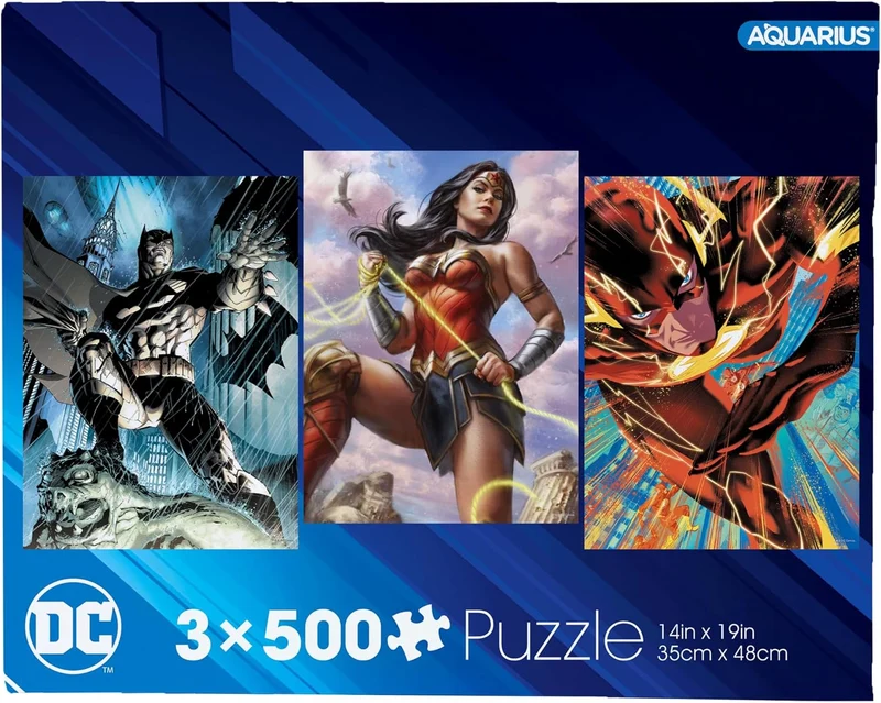 DC Comics - Batman, Wonder Woman, Flash (3 x 500pc Puzzles)